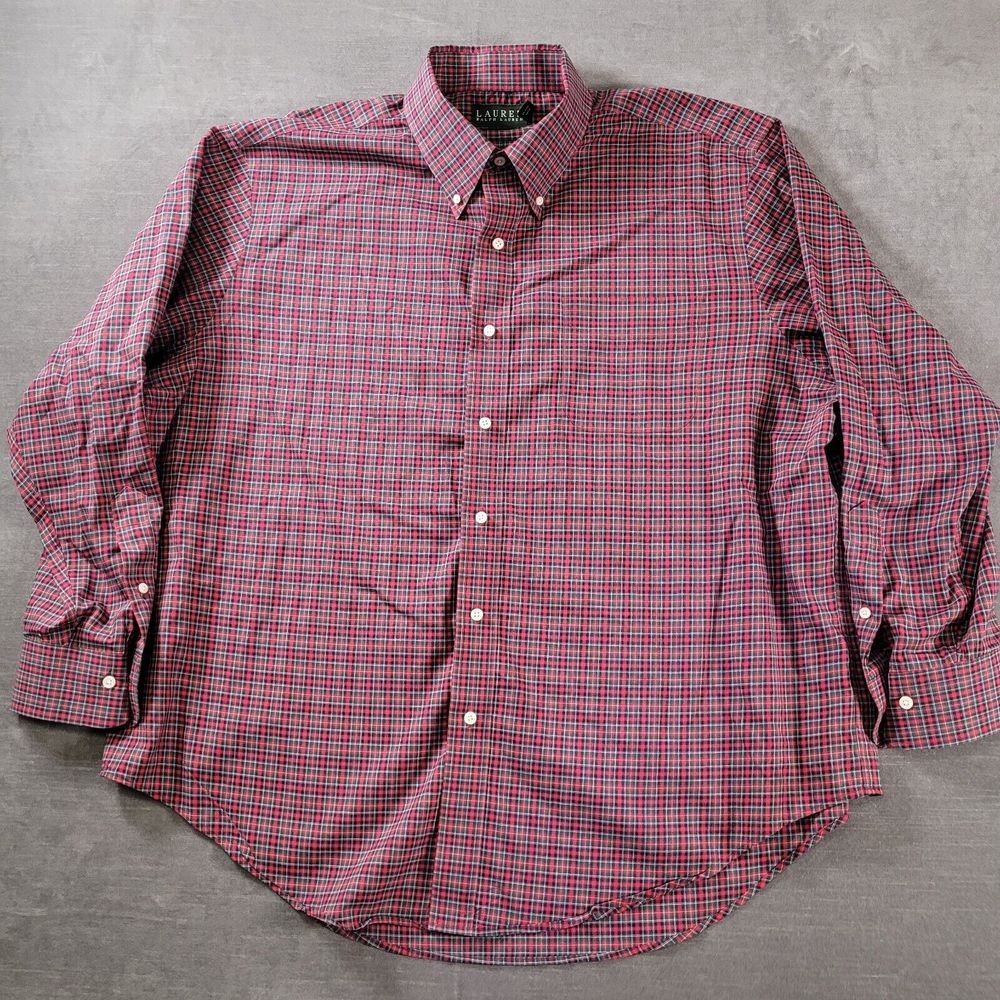 Polo Ralph Lauren Green Label Button Up Red Green Long Sleeve Shirt 18 34/35